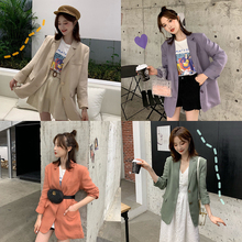 于momo2019夏装新品薄款全亚麻西装短裤套装女韩版百搭网红小西服