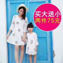 夏洋气连衣裙母女亲子裙女童裙 潮全家装 夏装 母女装 2019新款 亲子装