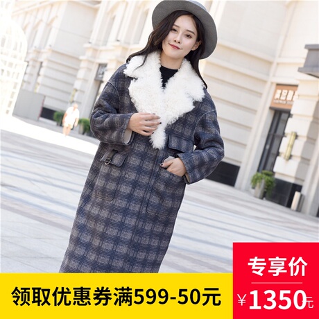 2018冬季新款海宁皮草大衣复合皮毛一体外套女中长款大羊毛领女装商品大图