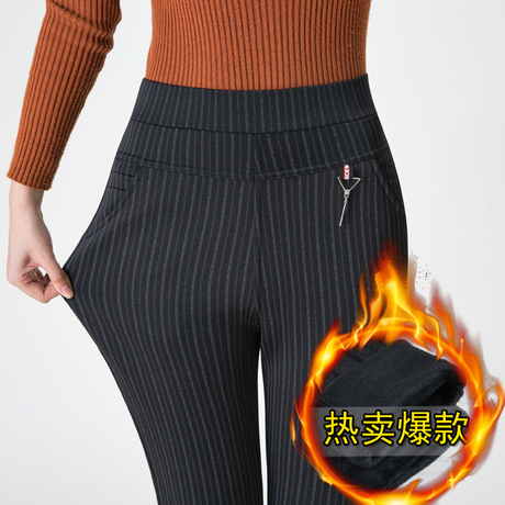 中老年女裤加绒加厚打底裤40岁50中年妈妈裤子冬装长裤高腰小脚裤商品大图