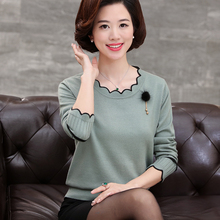 2018新款中老年女装春秋针织打底衫中年长袖上衣4050岁妈妈毛衣薄图片