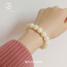 饰品菩提子手串佛珠文玩12mm 上止正白菩提根手串天然配饰男女款