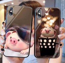 MAX手机壳卡通苹果X玻璃壳情侣7 猪小屁适用iphoneXS 8plus防摔XR
