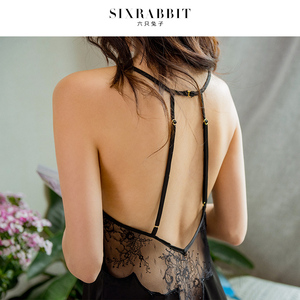 六只兔子性感蕾丝吊带睡衣女诱惑美背薄款丝质睡裙