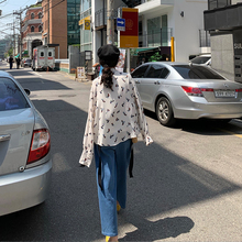 百搭 防晒薄款 白色碎花衬衫 衬衣长袖 女2019夏季新款 iamziling吱呤