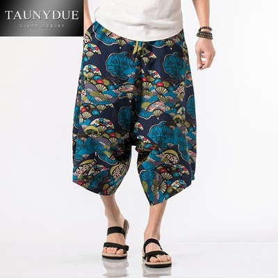 TAUNYDUE2018夏季中国风低档跨裤大码男士哈伦裤子舒适宽松LJ731