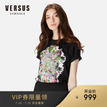 【】Versus versace范思哲SS18女黑色印花图案全棉短袖T恤图片