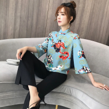 秋季中式复古中国风旗袍上衣改良时尚短款民国女装夏盘扣唐装汉服图片