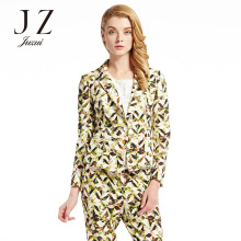JUZUI/玖姿2017奥莱店女春装新修身几何撞色印花长袖短款西装图片
