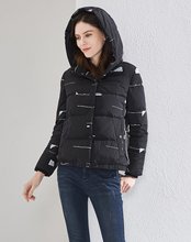清仓特卖玖姿2017冬新款奥莱店修身短款连帽羽绒服女图片