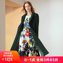 JUZUI/玖姿奥莱店2018冬装新款羊毛呢子中长侧开叉大衣女过膝图片