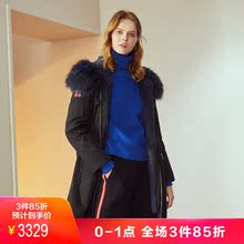 JUZUI/玖姿2018冬绣花貉子毛领连帽兔毛内胆可拆卸派克服图片