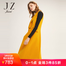 JUZUI/玖姿奥莱2018秋装新款双排扣西装领长款无袖马夹外套图片