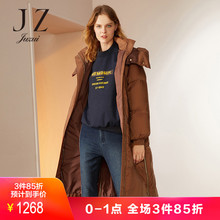 JUZUI/玖姿奥莱店2018冬装新款连帽长款羽绒服女过膝厚外套图片