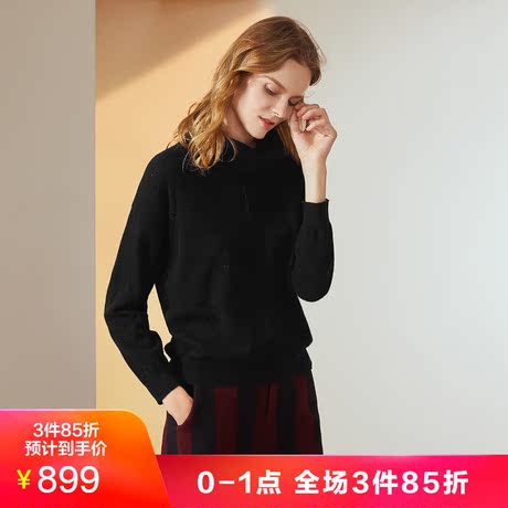 JUZUI/玖姿奥莱店2018冬季山羊绒高领套头针织羊绒衫女毛衣商品大图