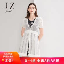 玖姿奥莱旗舰店2018夏装新款短袖蕾丝针织外套女中长款图片