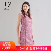 玖姿款修身无袖蕾丝连衣裙2018夏新中长款优雅气质女裙图片