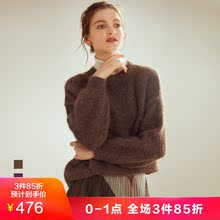 JUZUI/玖姿奥莱店2018冬时尚慵懒风羊驼毛针织毛衣套头女上衣图片