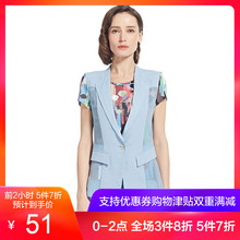 JUZUI/玖姿玖姿奥莱女夏装新修身微透真丝桑蚕丝一粒扣马夹图片
