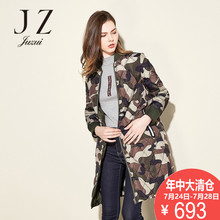 JUZUI/玖姿奥莱店2018冬装新款宽松螺纹外套拉链修身羽绒服图片