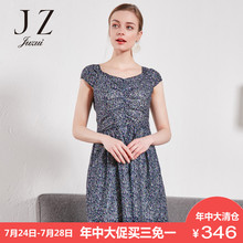 玖姿气质印花短袖中长款连衣裙夏装新款女装修身显瘦女裙图片