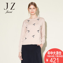 JUZUI/玖姿长袖上衣女秋季新款套头圆领毛衫女装图片
