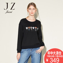JUZUI/玖姿上衣女2018秋新款韩版长袖球衫卫衣圆领上衣女图片