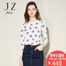 JUZUI/玖姿奥莱店2018秋季新款女上衣波点长袖圆领毛衫图片