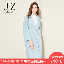JUZUI/玖姿奥莱旗舰店2018冬装新款双面呢翻领中长羊毛大衣女图片