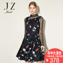 JUZUI/玖姿奥莱店圆领无袖裙子印花显瘦休闲韩版2017新款连衣裙女图片