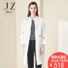 JUZUI/玖姿2018秋装新款通勤绣花时尚中袖宽松时尚衬衫连衣裙女图片