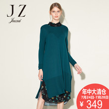 JUZUI/玖姿外套女新款秋季女装长款宽松圆领韩版上衣女图片