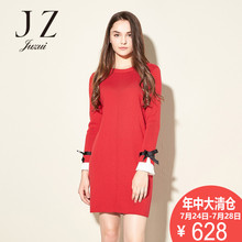 JUZUI/玖姿奥莱店2018冬装新款圆领纯色休闲长袖套头毛衫中长款图片