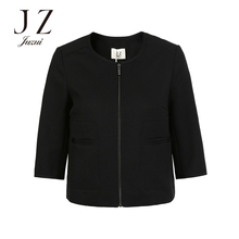 JUZUI玖姿奥莱店2018秋装新款拉链黑色外套女短款外搭上衣图片