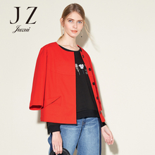 JUZUI/玖姿短款圆领上衣2017秋冬新款宽松九分袖韩版外套女图片