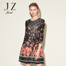 JUZUI/玖姿奥莱店裙子女碎花连衣裙显瘦韩版裙子2018秋季新款图片