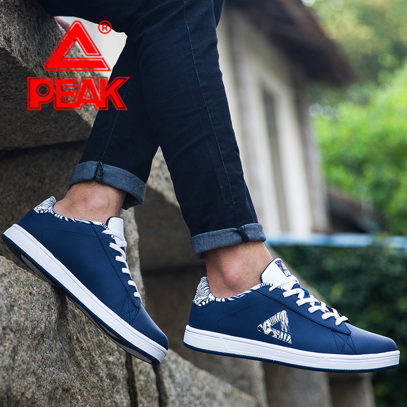 PEAK Men's Shoes Small White Shoes Autumn and Winter 2019 New breathable leather waterproof casual shoes Skate shoe sports shoes