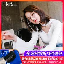 七格格长袖针织衫冬季新款女装2018韩版V领喇叭袖ins打底内搭毛衣图片