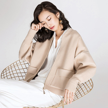 2018秋冬外套女新款圆领长袖时尚针织棒球服女装宽松纯色短款上衣图片