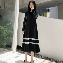 显瘦大码 长袖 裙子 长款 连衣裙长裙2019秋季新款 宽松时尚 韩版 孕妇装