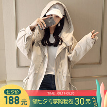 秋季薄外套女春秋韩版学生连帽bf原宿宽松风衣中长款2018新款百搭图片