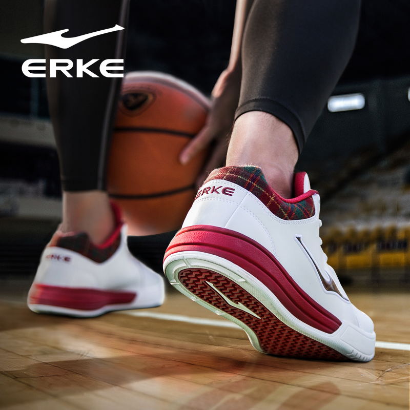 ERKE Basketball Shoes Men's Low Top 2019 Autumn New Student Shoes White Sneakers Men's Shoes Footwear