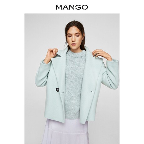 MANGO女装2018春季新款双排扣宽翻领大衣 时尚宽松外套女21043020商品大图