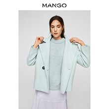 MANGO女装2018春季新款双排扣宽翻领大衣 时尚宽松外套女21043020图片