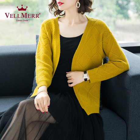 VELLMERR中老年女装秋装新款开衫宽松韩版短款圆领长袖淑女ZQQ925商品大图