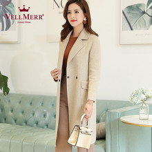 VELLMERR中老年女装2018秋冬新款长款韩版过膝羊毛呢外套女ZQQ916图片