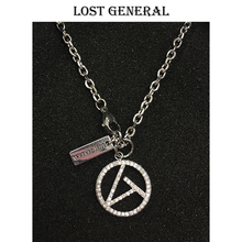 Lost General 独立设计师款 反战logo项链纯色全钻吊坠
