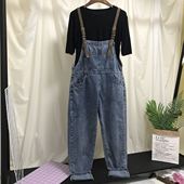 BU WA WA9968秋季新款女装宽松牛仔背带裤套装学院风两件套潮款