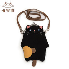 立体猫棉布轻便苹果6S手机包女夏小斜背包挂脖 台湾进口KINE猫正品