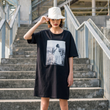 阁楼花开春夏欧洲站短袖t恤女2018下身失踪中长款宽松显瘦上衣女图片